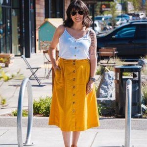 Madewell Yellow Button-Front Midi Skirt - Size 20
